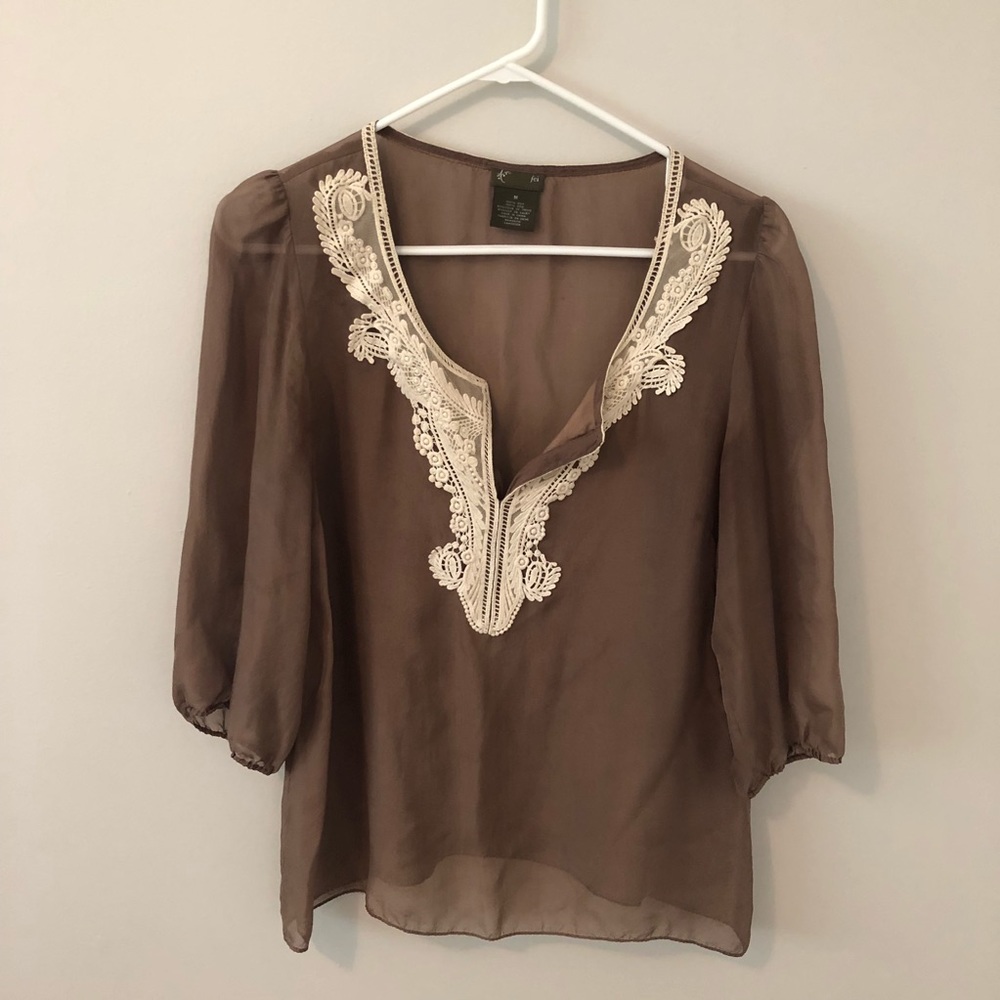 Anthropologie Embroidered Silk Tunic